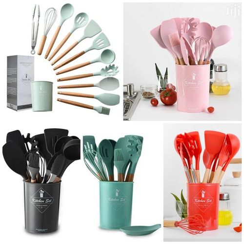 Silicone Wooden Spoon Set 12 Pcs Set