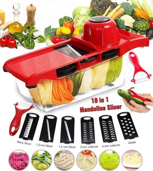 High Quality 10 In 1 Mandoline Slicer Vegetable Grater, Cutter with Stainless Steel Blades