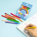 Pack Of 12 Art Supply Child Plastic Crayons With Box