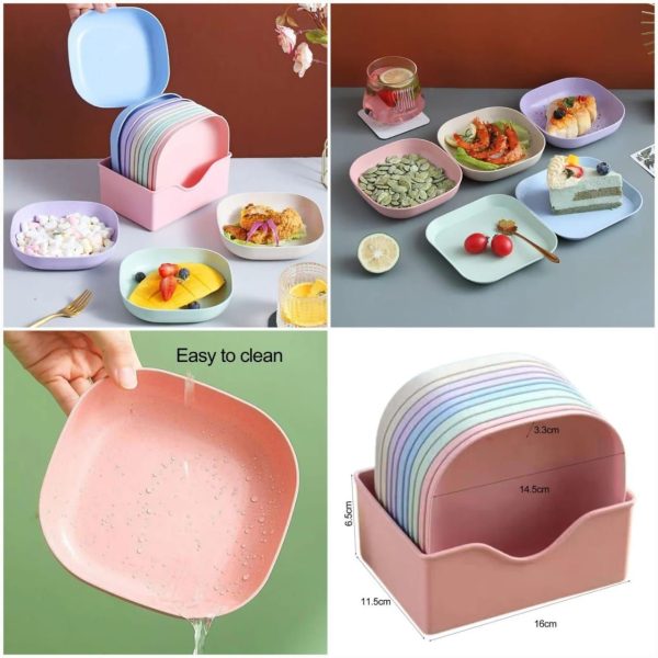 Set of 11pcs Plastic Plates set with Stand