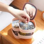 360 Degree Rotation,4-layer Cosmetic Jewelry Organizer Storage Box