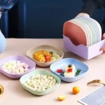 Set of 11pcs Plastic Plates set with Stand - Image 2