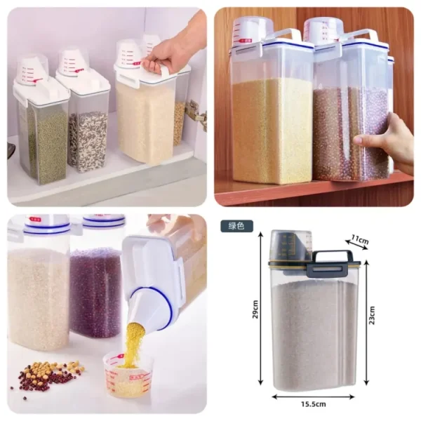 Plastic Airtight Food Storage Container with Measuring Cup 2.5 Liter