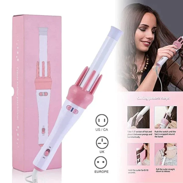 Hair Curling Iron Automatic Hair Curler Pink Roller
