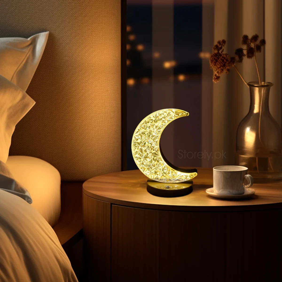 Acrylic LED Moon Touch Table Lamp - Image 1