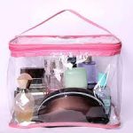 Premium Clear Makeup Bag, Transparent Cosmetic Pouch for Travel or Everyday Use, Waterproof Beach Bag for Sunscreen Skincare (Pink) - Image 3