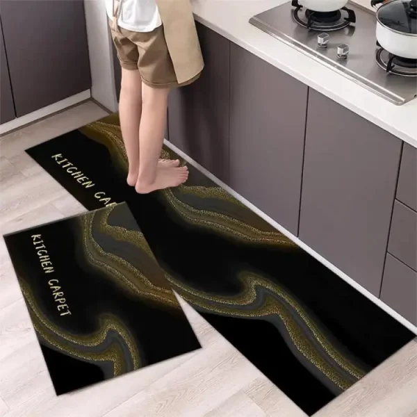 Kitchen Water Absorbent Anti Slip Mat & Runner 2 Pcs Set