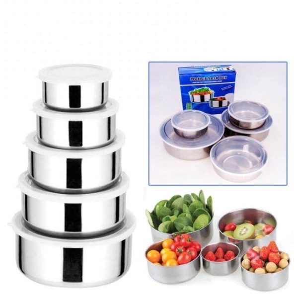 Pack of 5 Container Stainless Steel