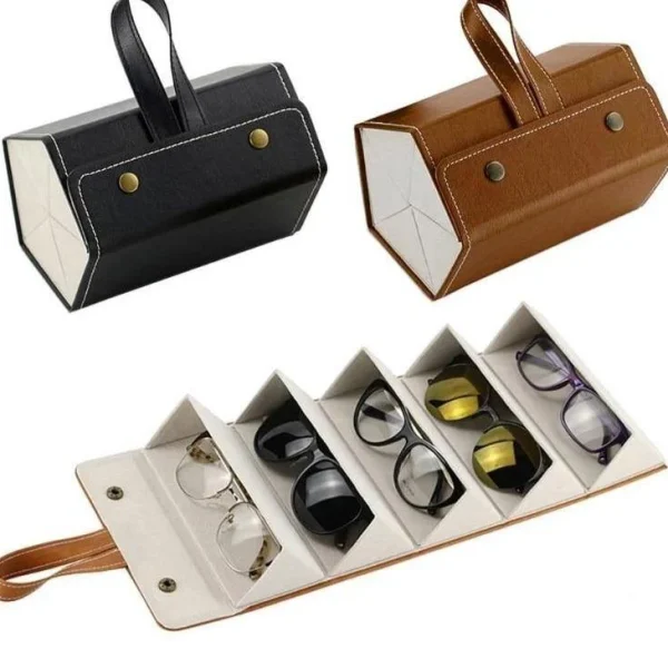 Foldable Leather Sunglasses Organizer (5slots)