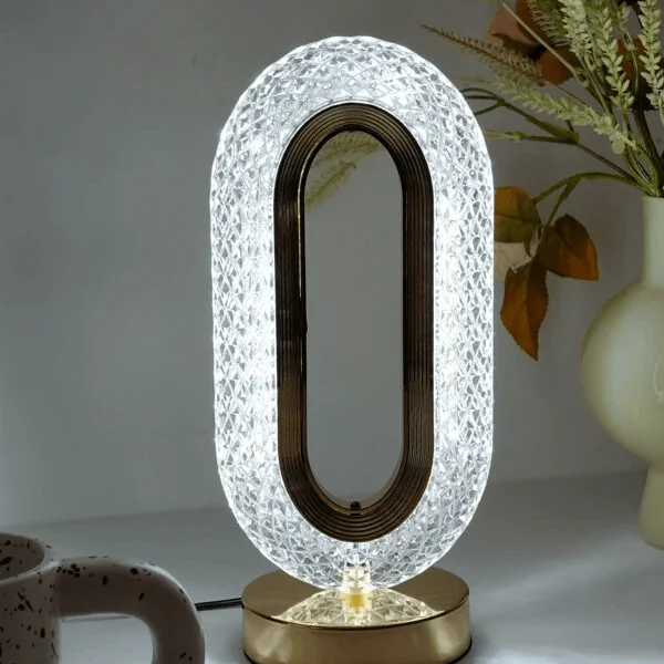 Oval Shape Golden Lamp With 3 Shades.