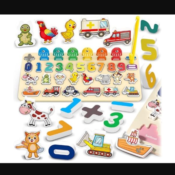 magnetic colour and number maze kids colour matching fishing board wooden number and colour counting board puzzles training sensory