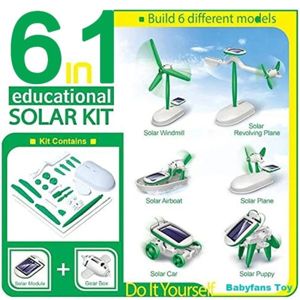 kids solar toys education 6 in 1 power solar robot DIY kit DIY assembly kit for children learning science