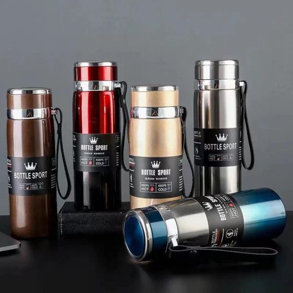 Stainless steel hot & cold water bottle.